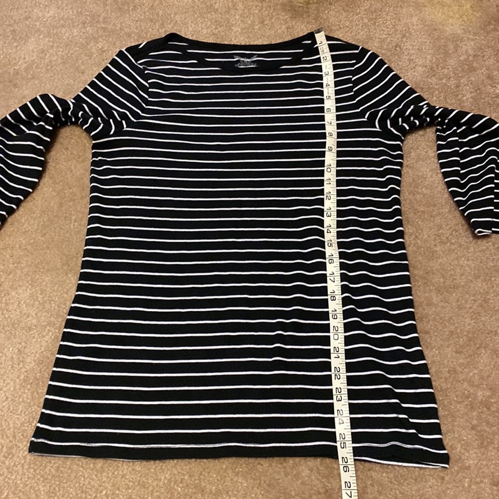 ❤️ 2 for $10 Black & White Stripe 3/4 Sleeve Shirt - Picture 5 of 7